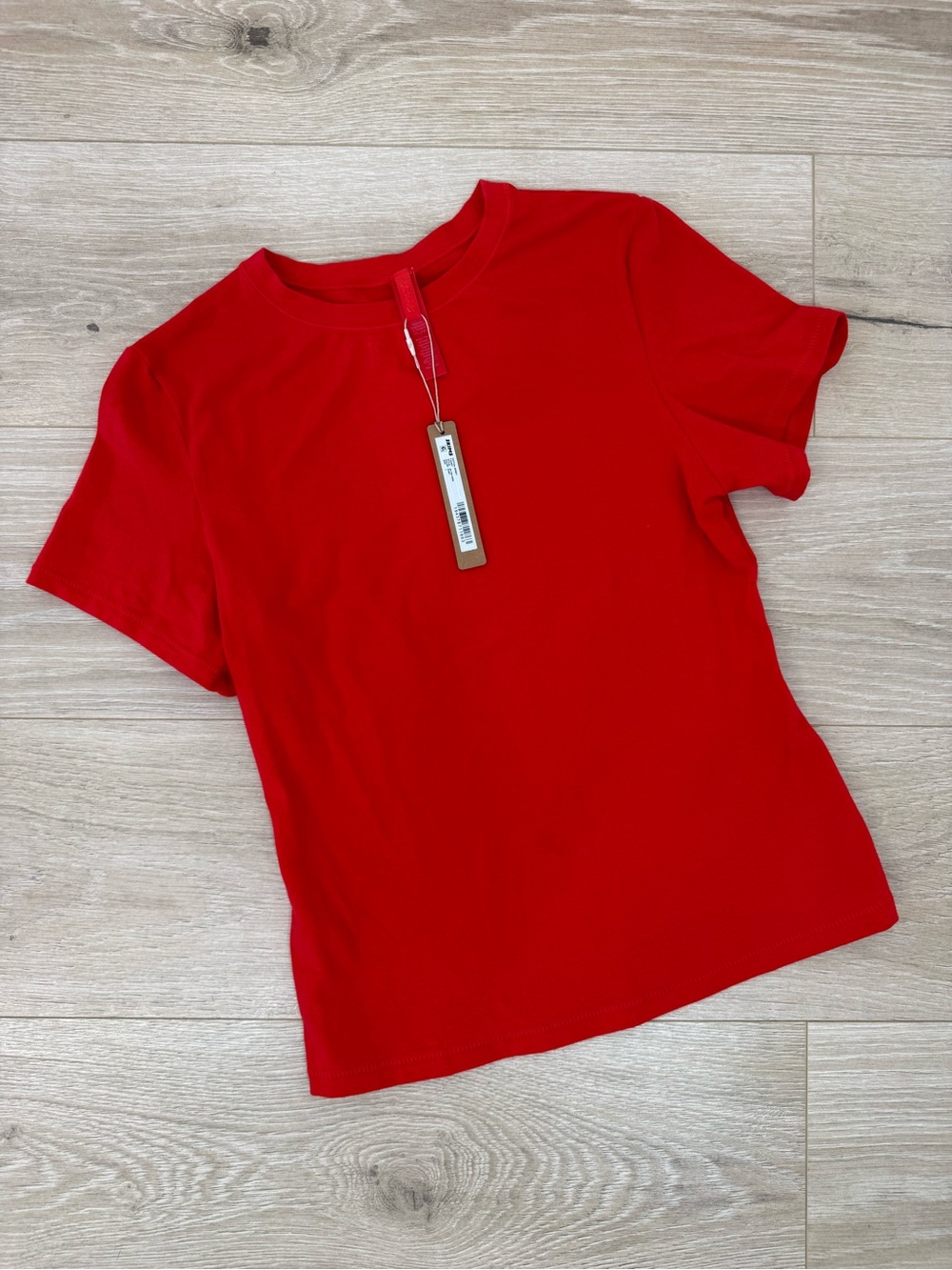 NEW Skims Ruby Red Cotton Jersey T-Shirt